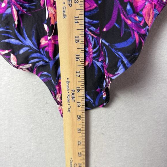 Calvin Klein Floral Print Pink Black One Piece Swimsuit Bathing Suit Size 16 - Picture 11 of 12